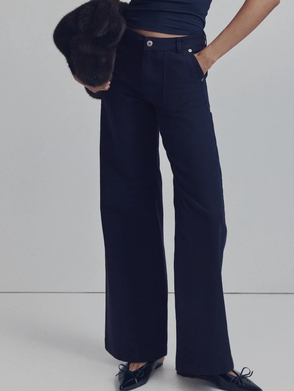 H&M Divided Navy Blue Cotton Twill Pants - Picture 2 of 12